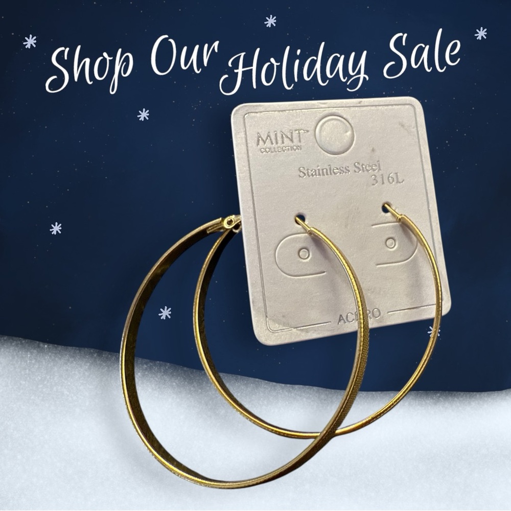 Mint Gold tone stainless steel Hoop Earrings